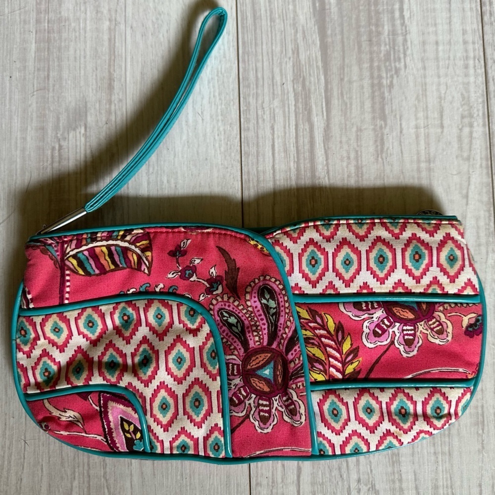 Vera Bradley Pink and Turquoise Wristlet Clutch - Picture 2 of 9